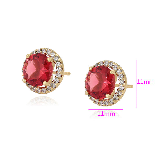 Pendientes de Aleación Bañado en Oro con Cristal Emporia® Rojo y Cristal Emporia® Blanco