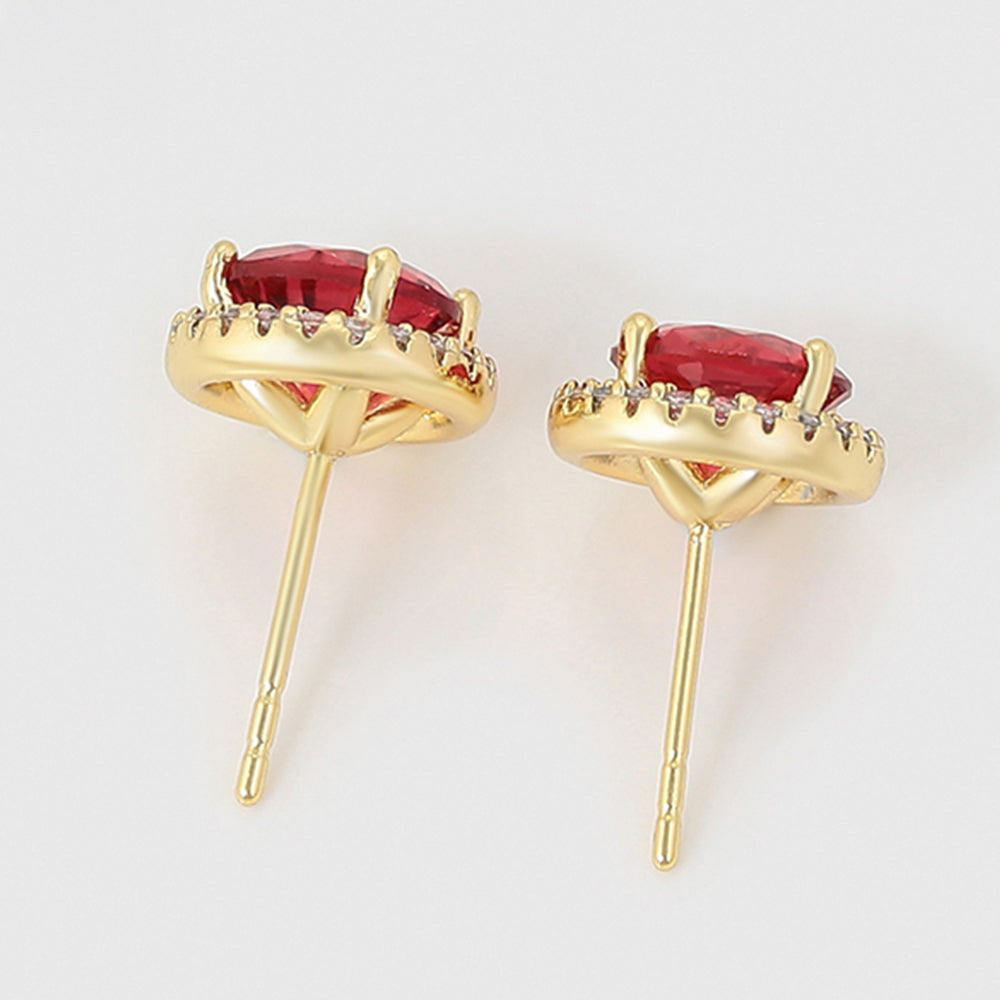 Pendientes de Aleación Bañado en Oro con Cristal Emporia® Rojo y Cristal Emporia® Blanco 3 