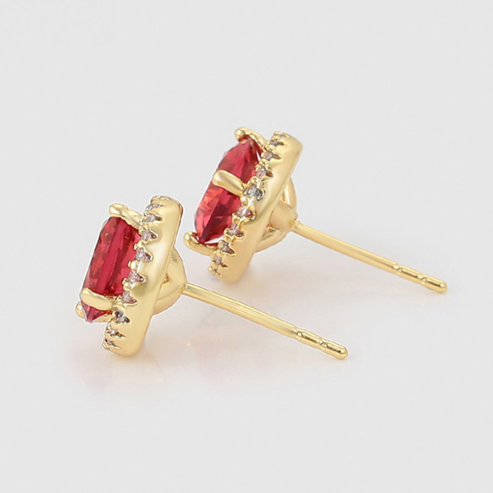 Pendientes de Aleación Bañado en Oro con Cristal Emporia® Rojo y Cristal Emporia® Blanco 4 