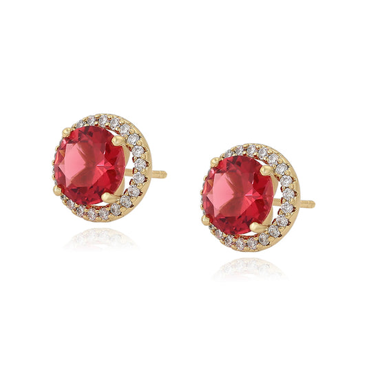 Pendientes de Aleación Bañado en Oro con Cristal Emporia® Rojo y Cristal Emporia® Blanco