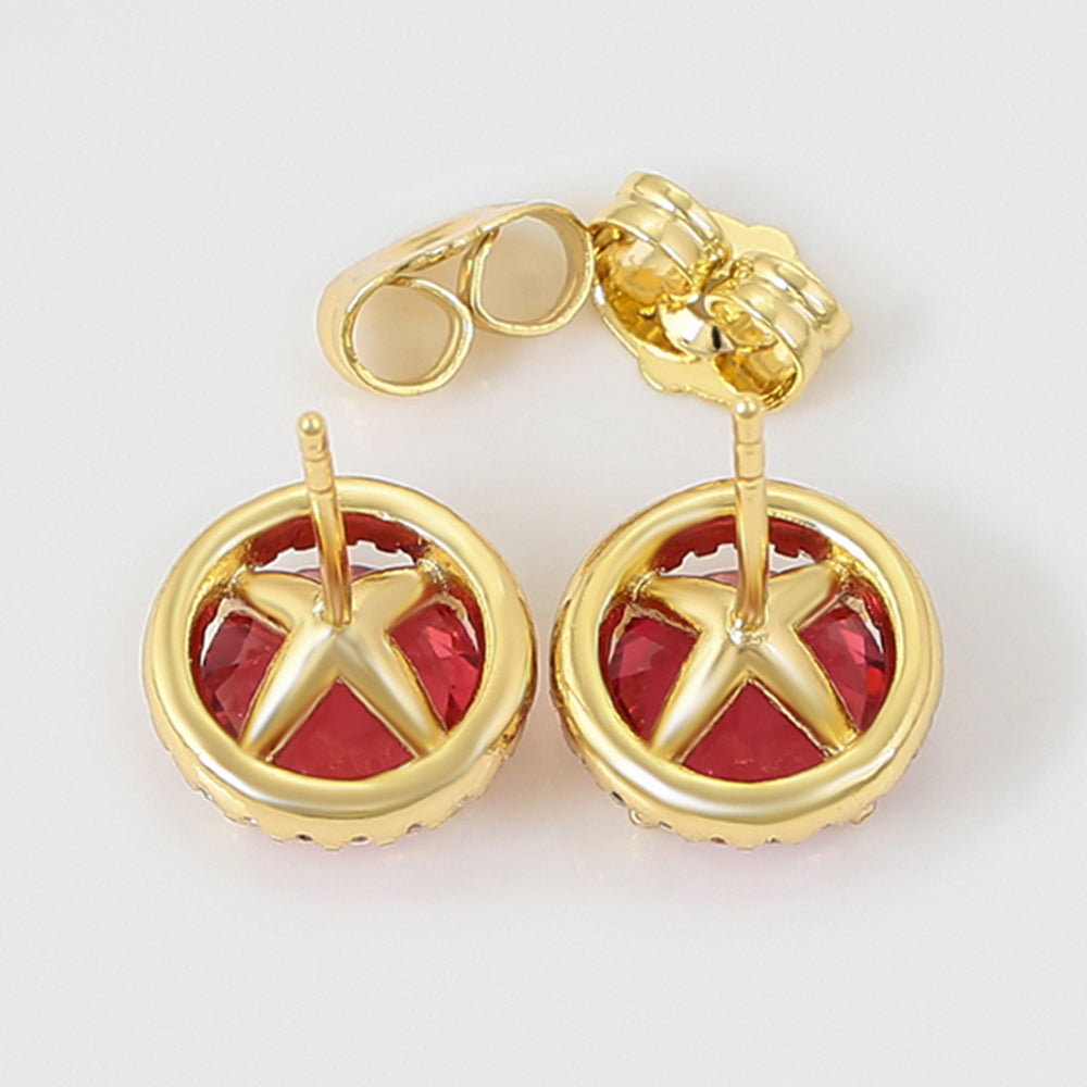 Pendientes de Aleación Bañado en Oro con Cristal Emporia® Rojo y Cristal Emporia® Blanco 5 