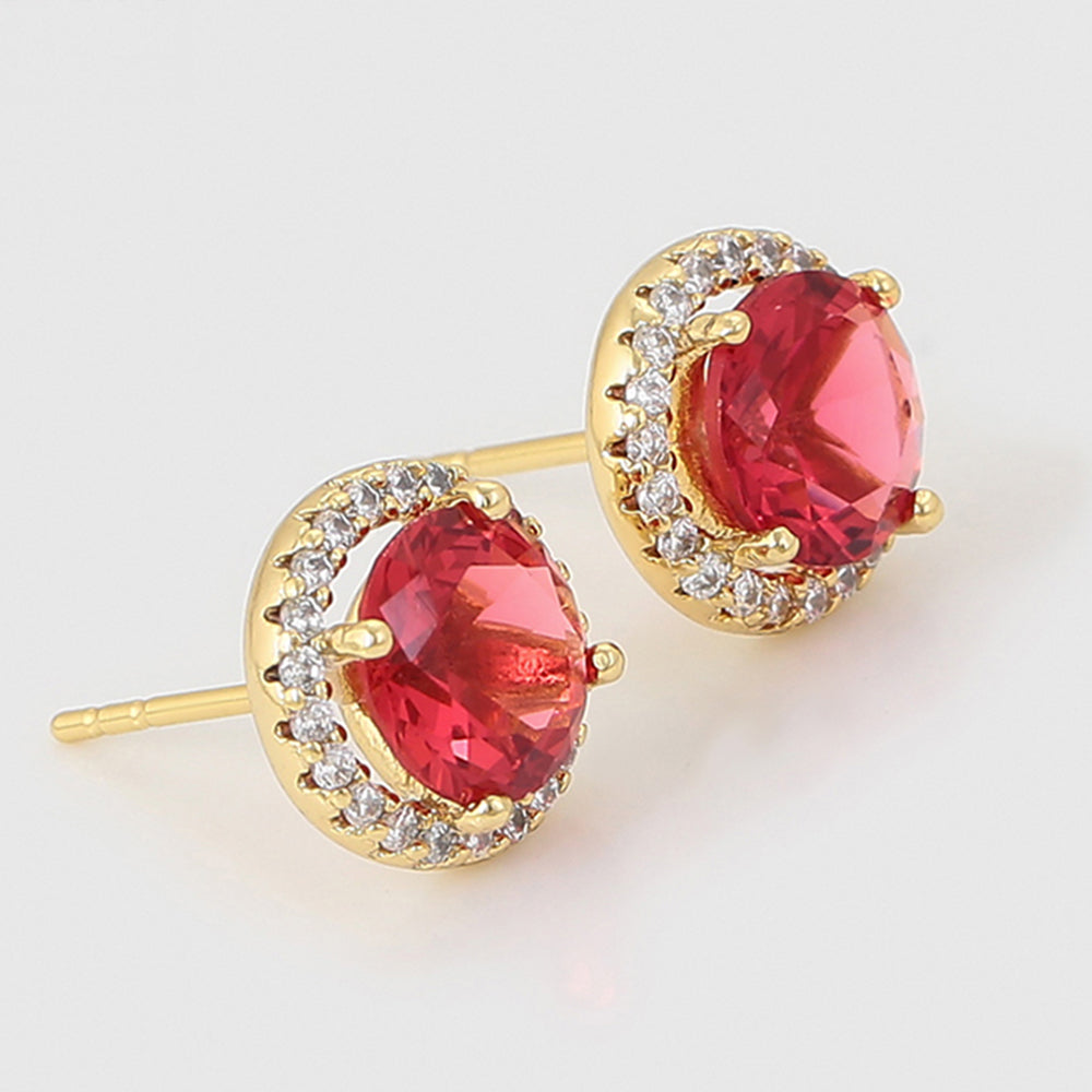 Pendientes de Aleación Bañado en Oro con Cristal Emporia® Rojo y Cristal Emporia® Blanco 6 