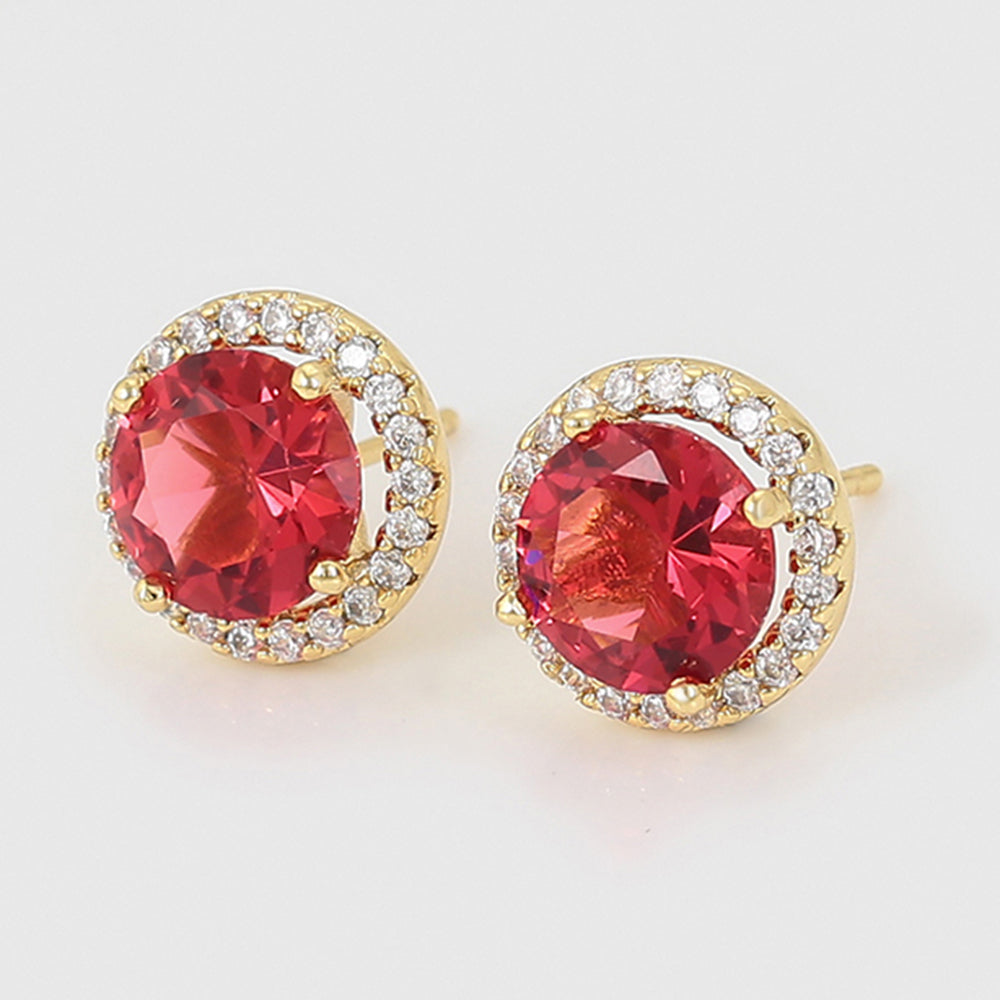 Pendientes de Aleación Bañado en Oro con Cristal Emporia® Rojo y Cristal Emporia® Blanco 7 