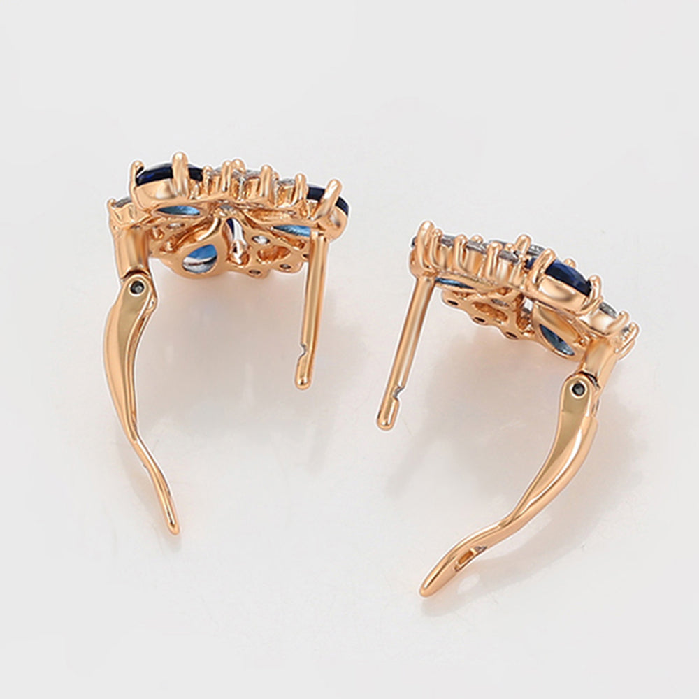 Pendientes de Aleación Bañado en Oro con Cristal Emporia® Azul y Cristal Emporia® Blanco