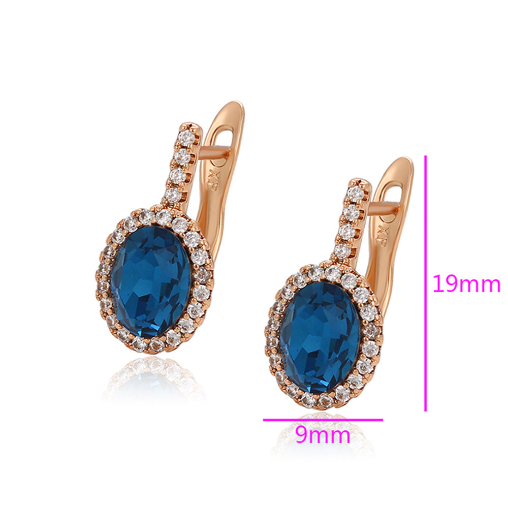 Pendientes de Aleación Bañado en Oro con Cristal Emporia® Azul y Cristal Emporia® Blanco 2 