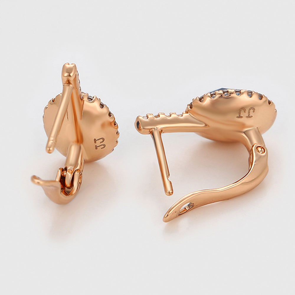 Pendientes de Aleación Bañado en Oro con Cristal Emporia® Azul y Cristal Emporia® Blanco 3 