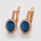 Pendientes de Aleación Bañado en Oro con Cristal Emporia® Azul y Cristal Emporia® Blanco