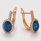 Pendientes de Aleación Bañado en Oro con Cristal Emporia® Azul y Cristal Emporia® Blanco