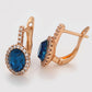 Pendientes de Aleación Bañado en Oro con Cristal Emporia® Azul y Cristal Emporia® Blanco