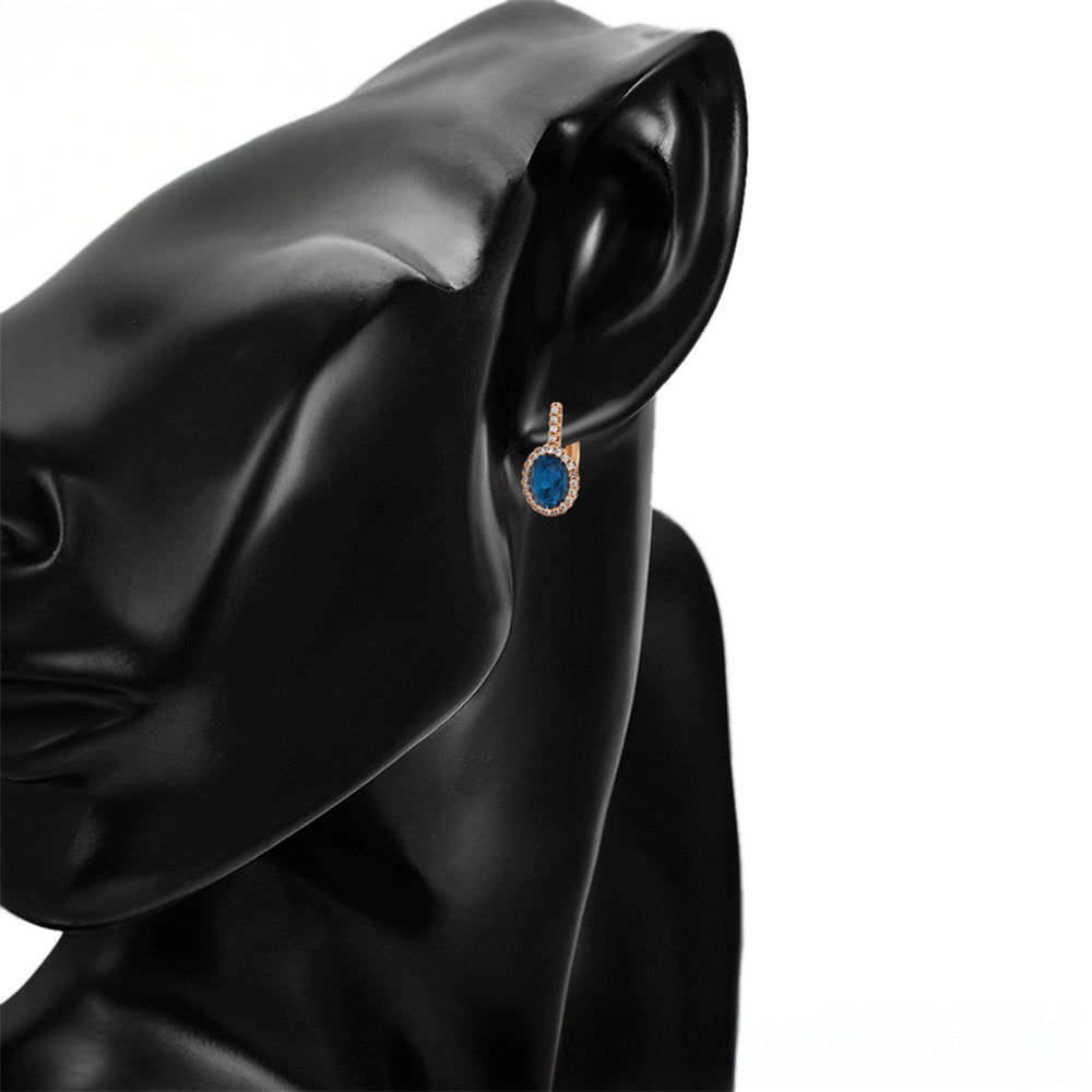Pendientes de Aleación Bañado en Oro con Cristal Emporia® Azul y Cristal Emporia® Blanco 8 