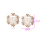 Pendientes de Aleación Bañado en Oro con Perla de cristal y Cristal Emporia® Blanco