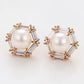 Pendientes de Aleación Bañado en Oro con Perla de cristal y Cristal Emporia® Blanco