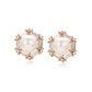 Pendientes de Aleación Bañado en Oro con Perla de cristal y Cristal Emporia® Blanco