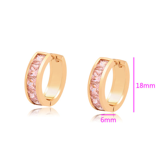 Pendientes de Aleación Bañado en Oro con Cristal Emporia® Rosa