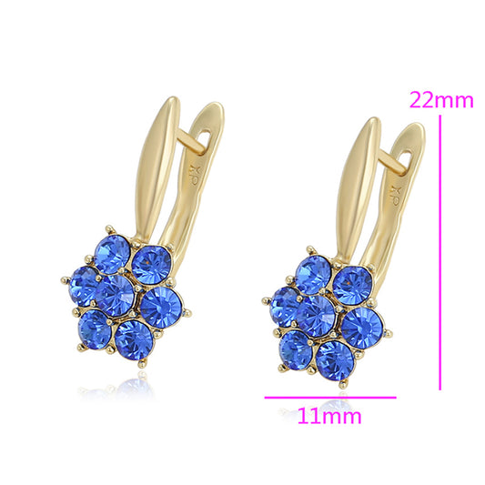 Pendientes de Aleación Bañado en Oro con Cristal Emporia® Azul