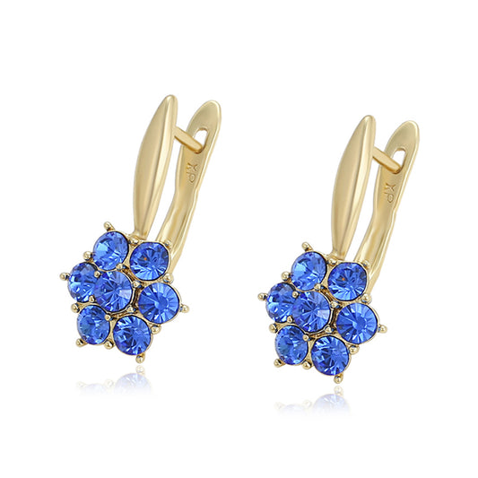 Pendientes de Aleación Bañado en Oro con Cristal Emporia® Azul