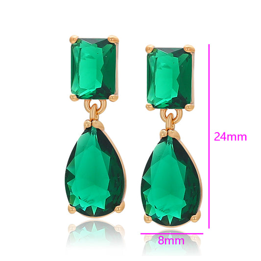 Pendientes de Aleación Bañado en Oro con Cristal Emporia® Verde