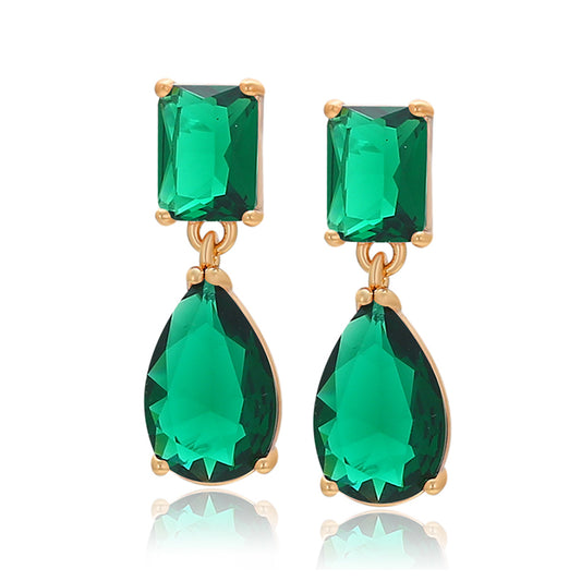 Pendientes de Aleación Bañado en Oro con Cristal Emporia® Verde