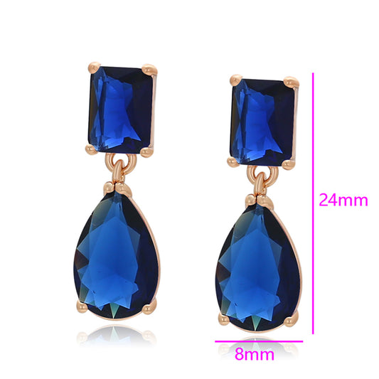 Pendientes de Aleación Bañado en Oro con Cristal Emporia® Azul
