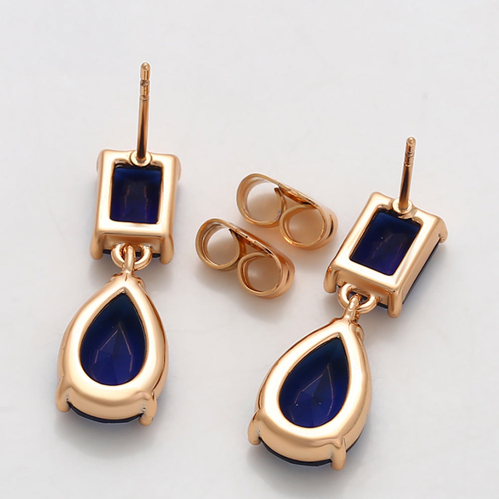Pendientes de Aleación Bañado en Oro con Cristal Emporia® Azul 4 