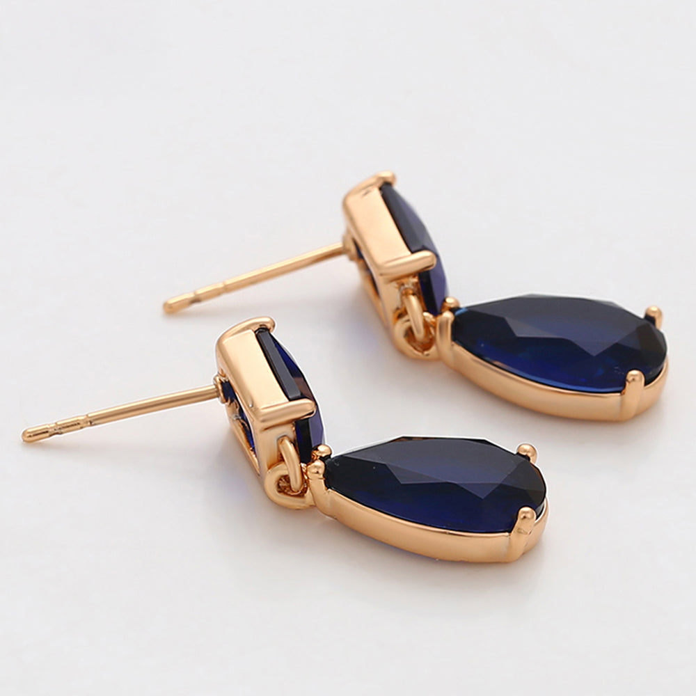 Pendientes de Aleación Bañado en Oro con Cristal Emporia® Azul 5 