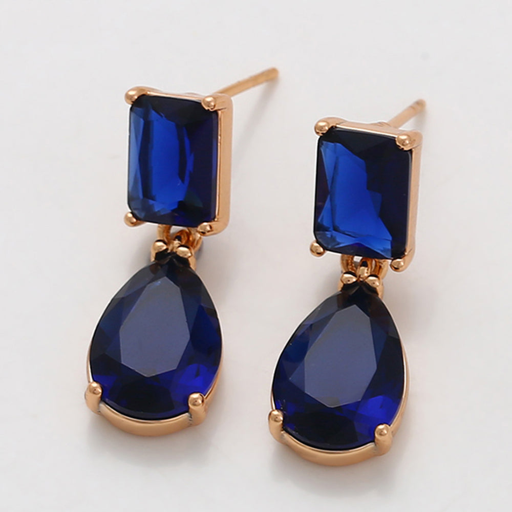 Pendientes de Aleación Bañado en Oro con Cristal Emporia® Azul 6 