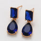 Pendientes de Aleación Bañado en Oro con Cristal Emporia® Azul