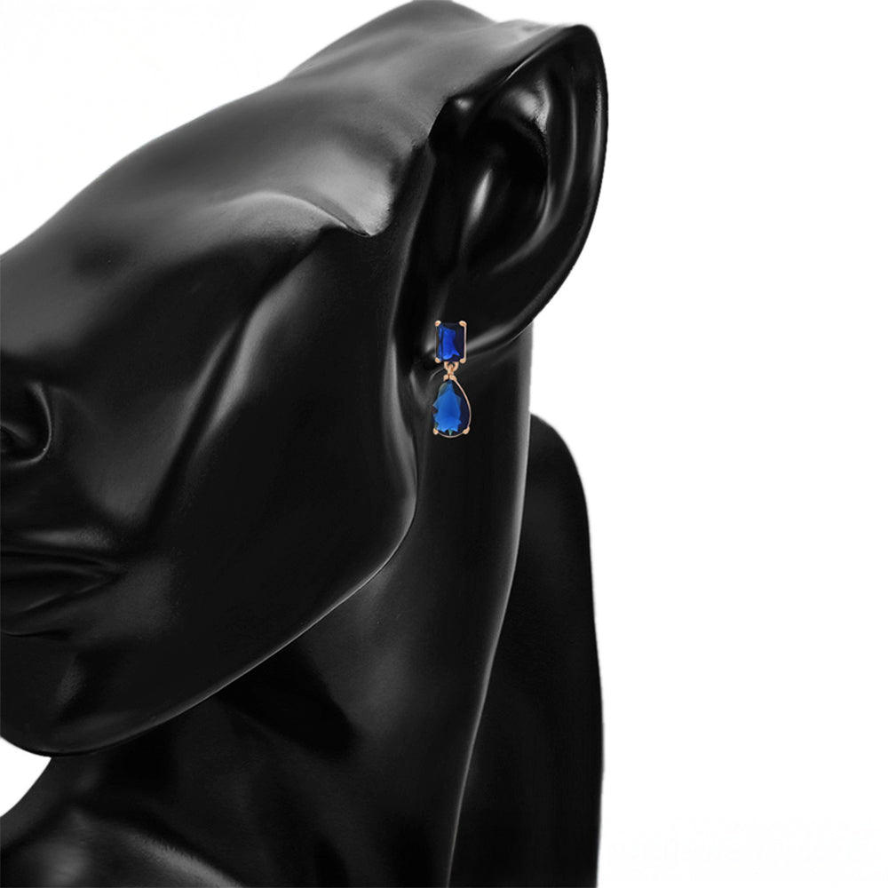 Pendientes de Aleación Bañado en Oro con Cristal Emporia® Azul 8 