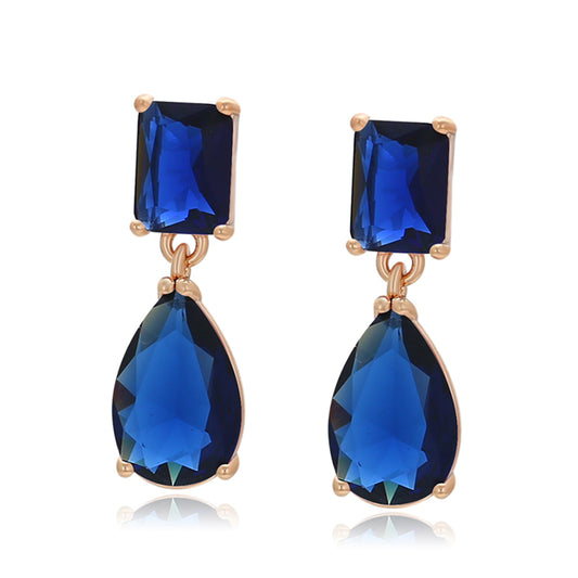 Pendientes de Aleación Bañado en Oro con Cristal Emporia® Azul