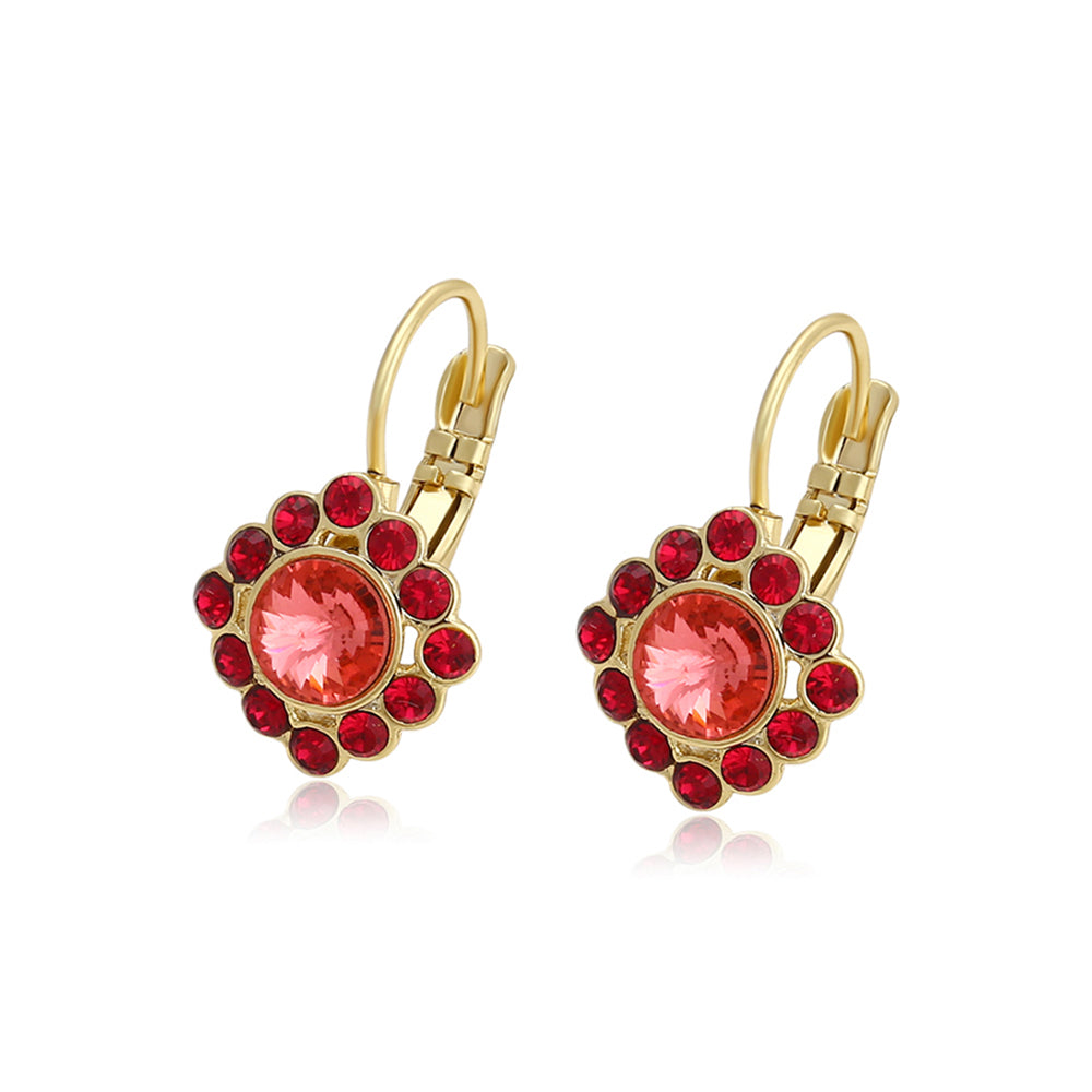 Pendientes de Aleación Bañado en Oro con Cristal Emporia® Rojo 1 