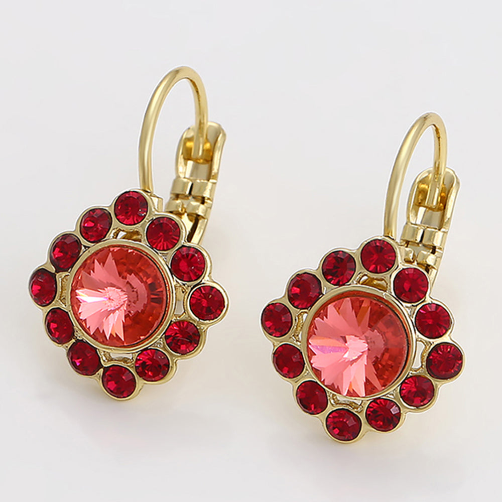 Pendientes de Aleación Bañado en Oro con Cristal Emporia® Rojo 4 
