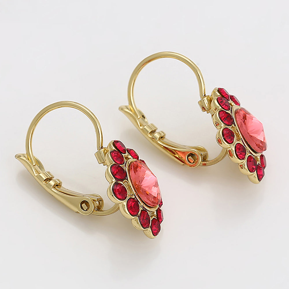 Pendientes de Aleación Bañado en Oro con Cristal Emporia® Rojo 6 