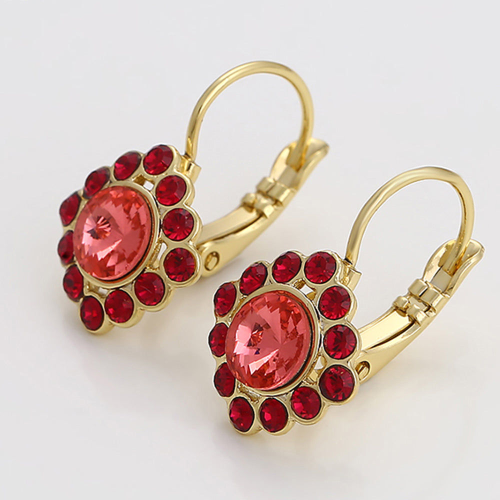 Pendientes de Aleación Bañado en Oro con Cristal Emporia® Rojo 7 