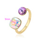 Anillo de Aleación Bañado en Oro con Cristal Emporia® Púrpura y Cristal Emporia® Blanco