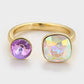 Anillo de Aleación Bañado en Oro con Cristal Emporia® Púrpura y Cristal Emporia® Blanco
