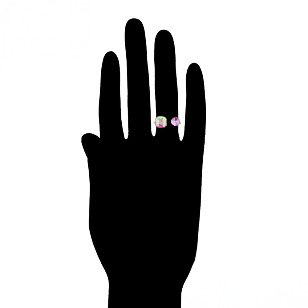 Anillo de Aleación Bañado en Oro con Cristal Emporia® Púrpura y Cristal Emporia® Blanco 8 
