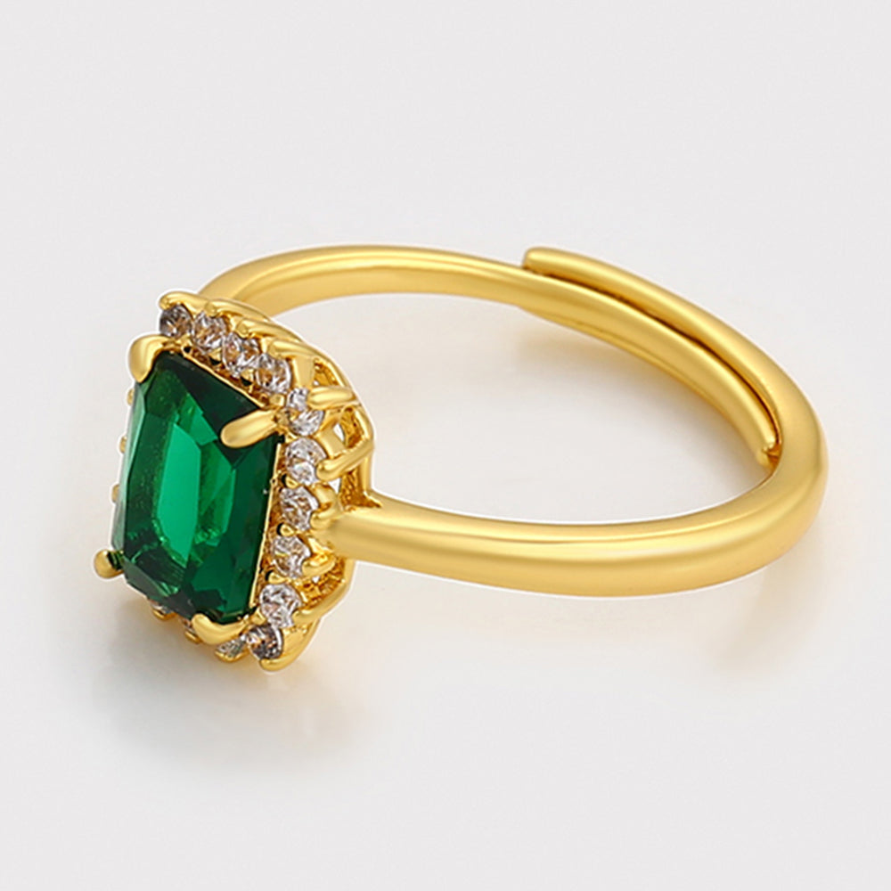 Anillo de Aleación Bañado en Oro con Cristal Emporia® Verde y Cristal Emporia® Blanco 5 