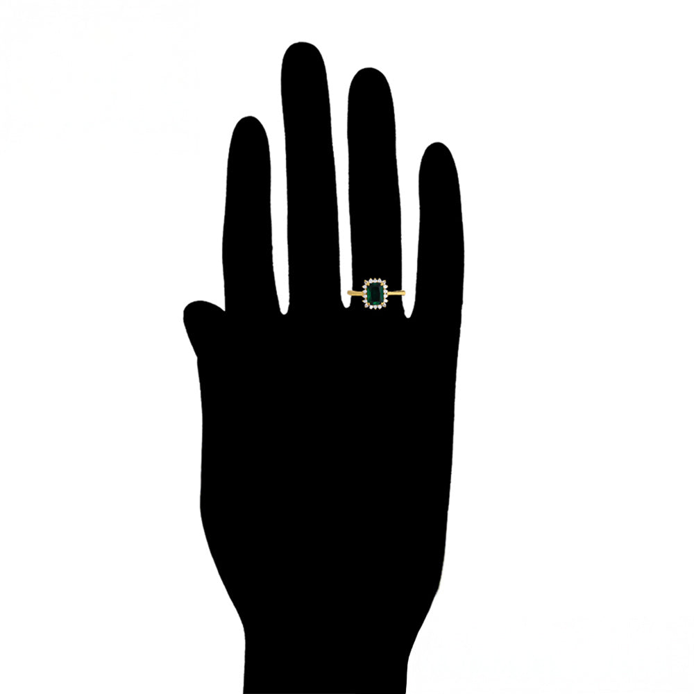 Anillo de Aleación Bañado en Oro con Cristal Emporia® Verde y Cristal Emporia® Blanco 8 