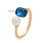 Anillo de Aleación Bañado en Oro con Perla de cristal y Cristal Emporia® Azul