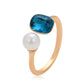 Anillo de Aleación Bañado en Oro con Perla de cristal y Cristal Emporia® Azul