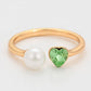 Anillo de Aleación Bañado en Oro con Perla de cristal y Cristal Emporia® Verde