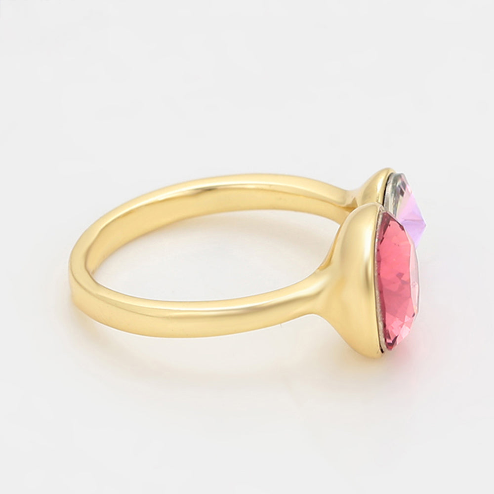 Anillo de Aleación Bañado en Oro con Cristal Emporia® Rosa 3 