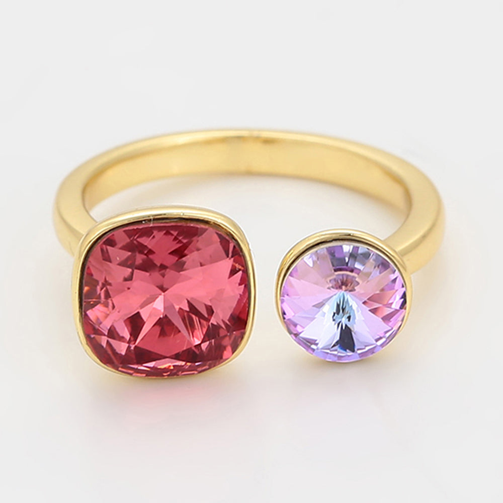 Anillo de Aleación Bañado en Oro con Cristal Emporia® Rosa 4 