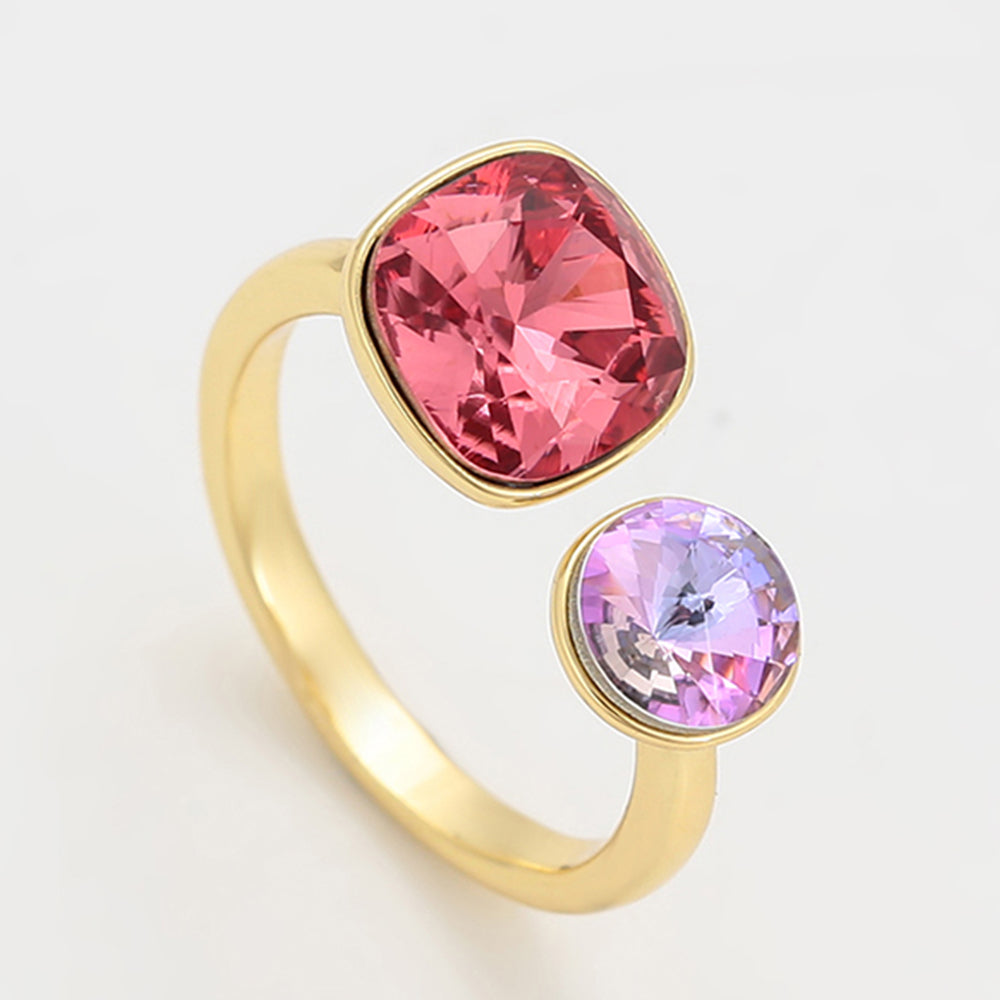 Anillo de Aleación Bañado en Oro con Cristal Emporia® Rosa 5 