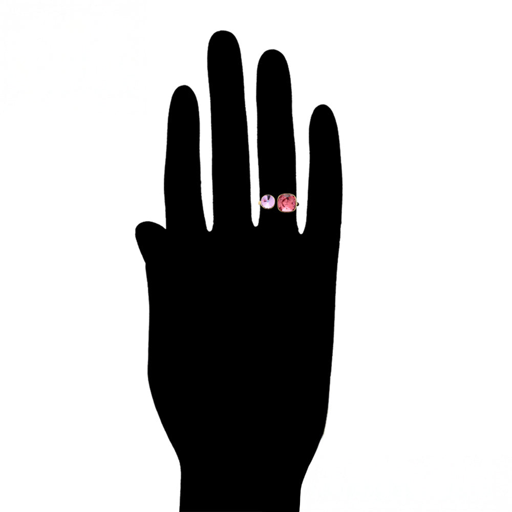 Anillo de Aleación Bañado en Oro con Cristal Emporia® Rosa 8 
