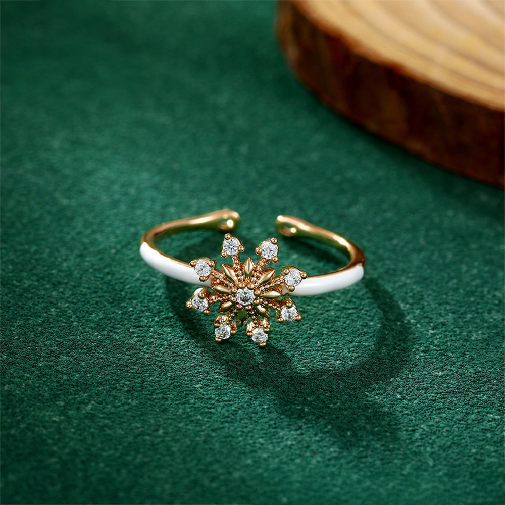 Anillo de Aleación Bañado en Oro con Cristal Emporia® Blanco y Esmalte 8 