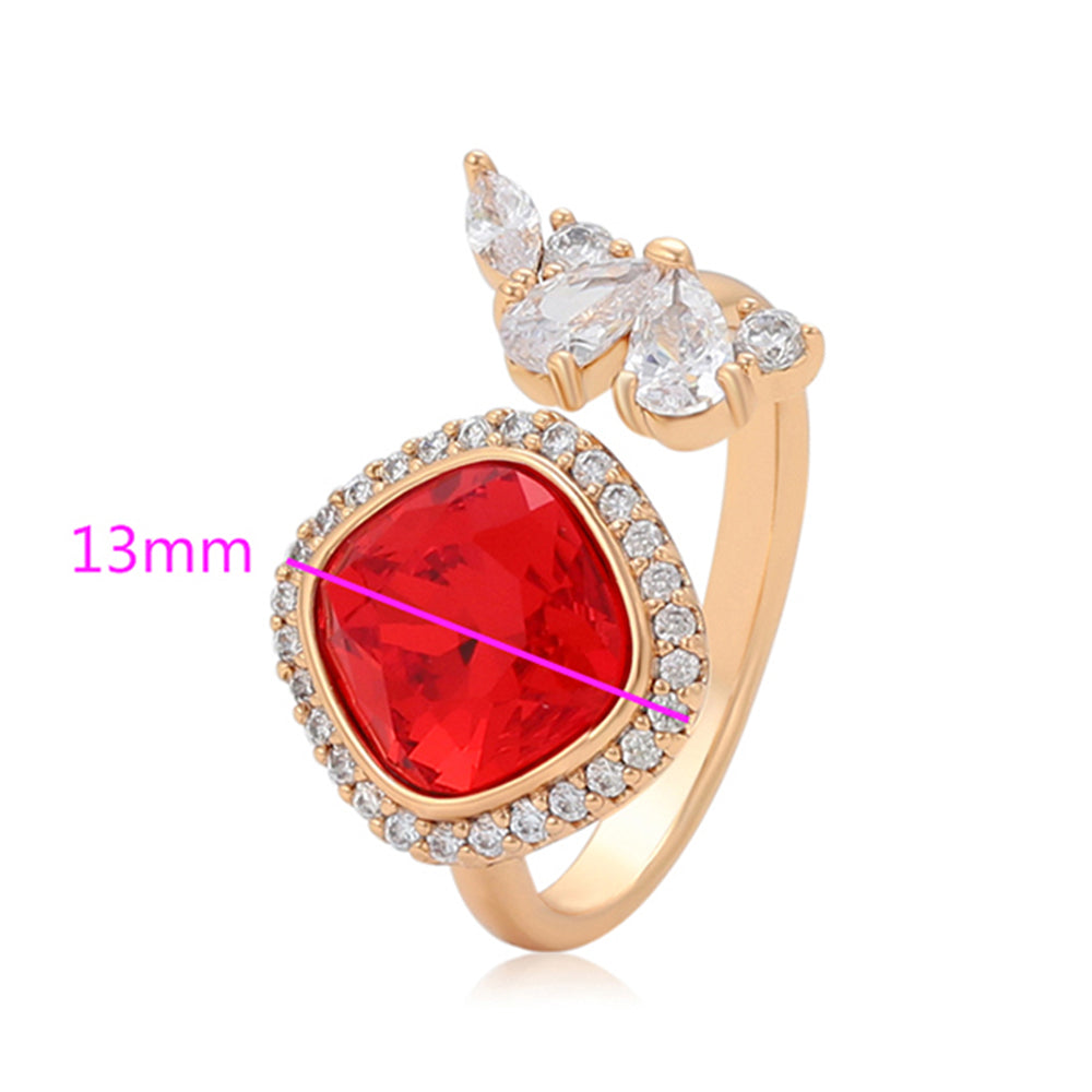 Anillo de Aleación Bañado en Oro con Cristal Emporia® Rojo y Cristal Emporia® Blanco 2 