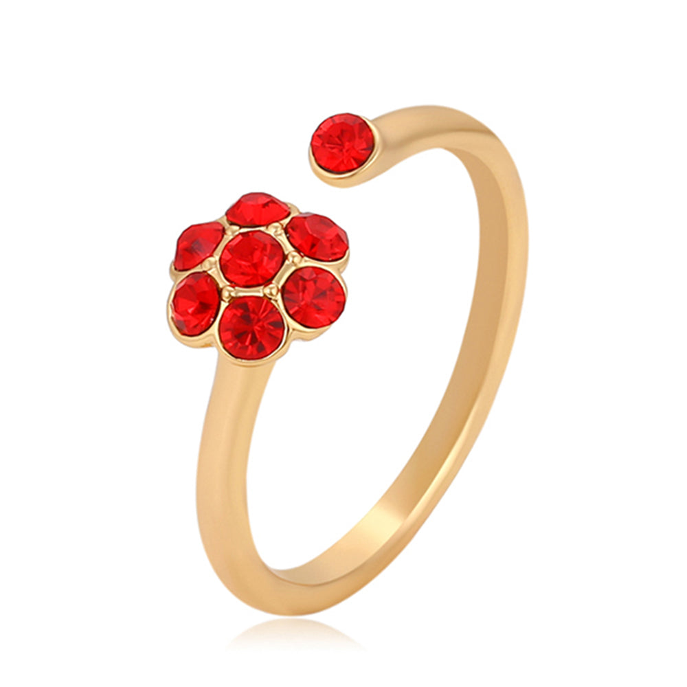 Anillo de Aleación Bañado en Oro con Cristal Emporia® Rojo 1 