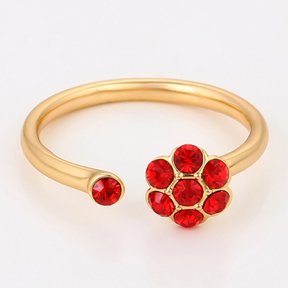 Anillo de Aleación Bañado en Oro con Cristal Emporia® Rojo 7 