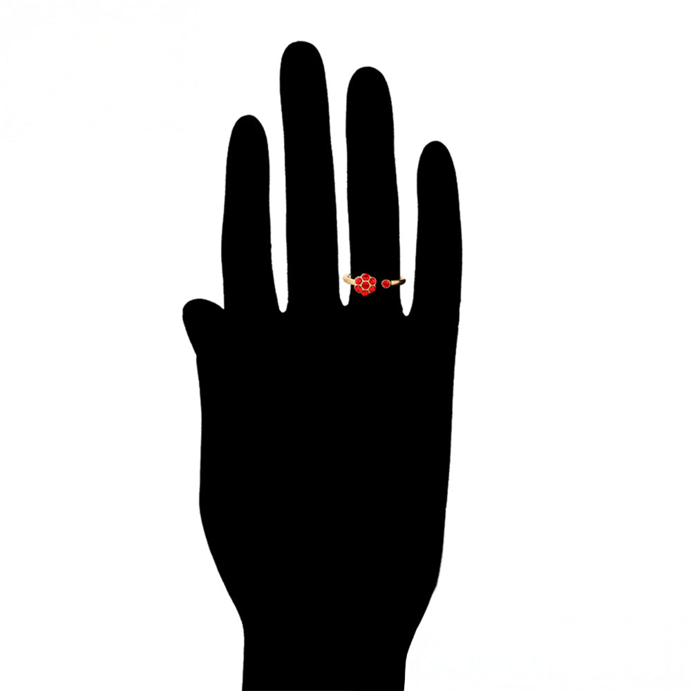 Anillo de Aleación Bañado en Oro con Cristal Emporia® Rojo 8 